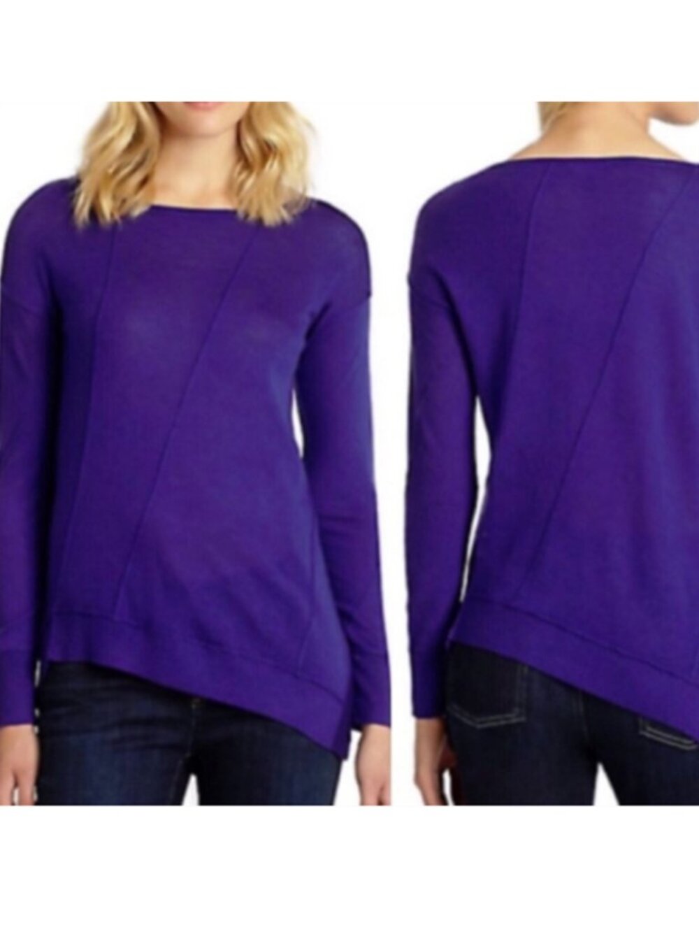 Eileen Fisher Merino Wool Asymmetrical Scoop Neck Sweater S